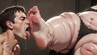 Giant SSBBW Dominates Slave with Foot Licking - Big Feet Worship