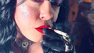 Leather Clad Tina Snua Smokes A Cork Cigarette - You Love Me Dressed Head To Toes In Leather - Gloves