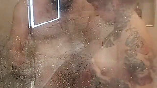 Shower Sex Against the Big Steamy Glass Panel