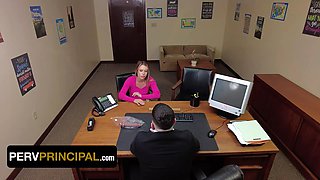 Step mommy Summer Vixen will do anything to save her step daughter from expulsion - perv principal