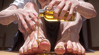 87 Year Old Granny Sensual Foot Oil Massage - Gorgeous Feet & Nails