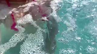 Artemisia Love Sexy and Horny Underwater Showing Her Big Tits in a Super Micro Bikini and You Can See Her Aureolas