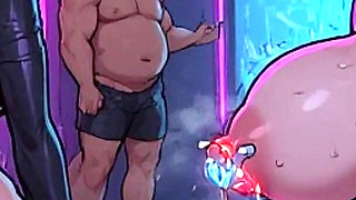 Cyberpunk Busty Babes Riding Fat Guys - Neon Sweat & Big Tits