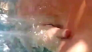 Outdoor Micro Bikini Top and White Panties Oil Tease!