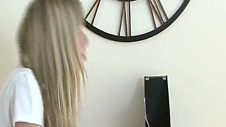 Tattooed Muscle Stud Pounds Blonde Secretary Hard on the Desk