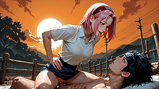 Sakura Haruno Hot Ninja Fucking Hard In Hidden Cave And On The Road To Konoha - Doggy Style Anal Intense Pleasure Loud Moans Chakra Rose E