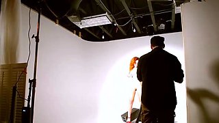 Amateur redhead masturbates then gives a blowjob