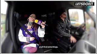 Inked Redhead With Dreadlocks Gets Talked Out Of Her Top In A Van