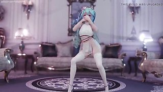MikuMotion's 3D Hatsune Miku (g)i-Dle Queen Striptease - Busty Jiggle in Tight Uniform