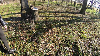 Public Downjacket Fetish - No Panties, Cameltoe Tease & Cum on My Jacket