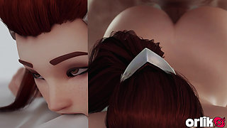 Brigitte Big Juicy Ass Prone Bone & Cowgirl Anal Fuck - Anal Plug Performance - Overwatch 3D Animation