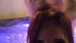 Sexy milf gives great birthday presents in hot tub