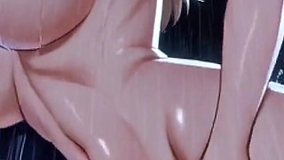 180, Anime Style Cute Blonde Shower, Ai Animation