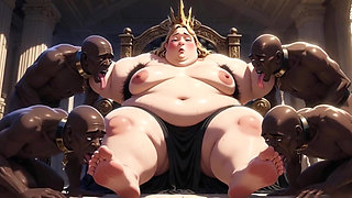 SSBBW Queen Body Worship - Slaves Licking Her Entire Body to Orgasm