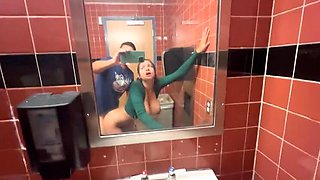 Public Bathroom Fuck with Busty Teen Hailey Rose - Amateur Sex in Toilet
