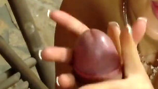 The blonde Ksara fucks a big cock in her mouth which then cums on his face