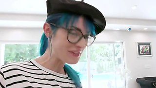 sexy teens team up to suck a huge cock