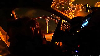 Slutty amateur flashing her big boobs in the backseat