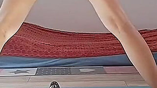 Big Dildo Brought to Orgasm During Sports