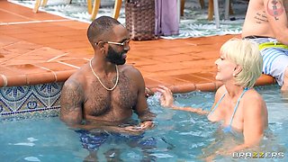 Mature Gilf in Bikini Crashes Pool Party: BBC Jax Slayher and Seka Black