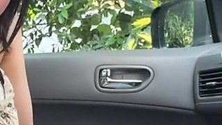 Megaton Boobs You Can See Even Through Her Clothes. Car Blowjob, Cum in Mouth, She Swallows It All!