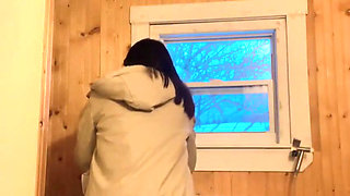 Hana Sit on Toilet Clean Her Hairy Pussy