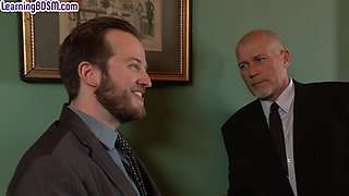 Sub MILF with ballgagged mouth whipped and fucked by dom man