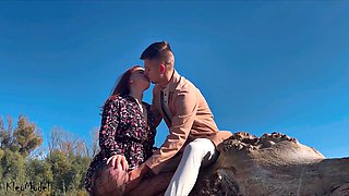 Big-Butt Babe Flashes in Public for Blowjob Creampie