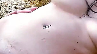 Horny skinny teen Megan secretly fucked by step brother on the beach