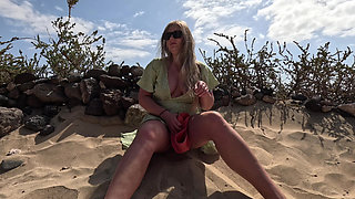 Can't Hold It and Pee Into the Sand on the Public Beach