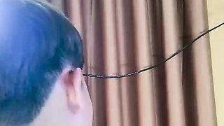 Amateur asian teen licks ass and sucks cock