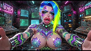 Cyberpunk Style Women Bouncing Boobs, Ai Animation