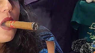 Lilli Smoking a Nicaraguan Cigar