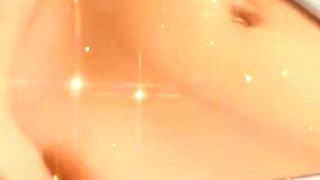Gently masturbates her red pussy with her finger and gets an orgasm. Caressing excited tits