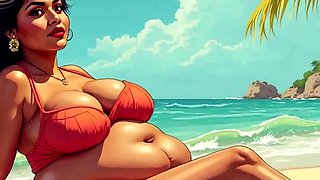Buxom desi milf animation Aunty with big boobs and curves in a sexy fantasy