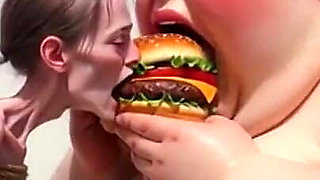 Intense Feeding Session - SSBBW Humiliates and Fattens Thin Girl