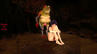 Gol 3D Busty Brunette Blowjobs Monster Frog Prince's Cock